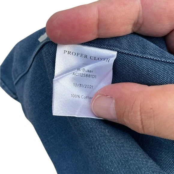 Proper Cloth Italian Denim, 100% Cotton, Button Down, EUC